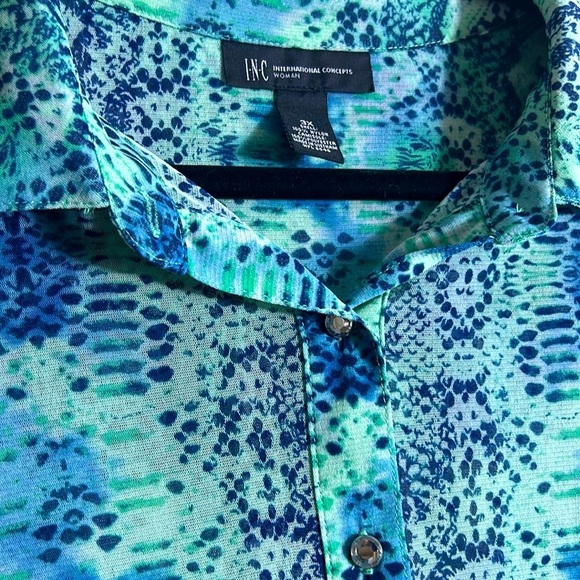 INC International Concepts Spring Snakeskin Print Sheer Blouse Women's Size 3X - Picture 6 of 7